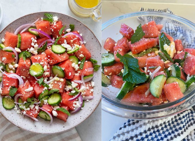 best kid-friendly side dish recipes: watermelon cucumber salad