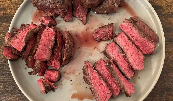 best steak delivery: cooked steak from butcher box