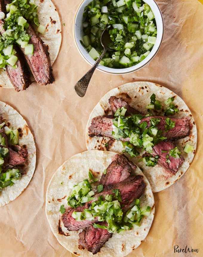 birthday dinner ideas: flank steak tacos