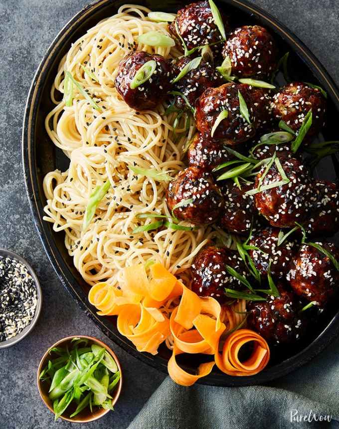 birthday dinner ideas: sticky asian meatballs