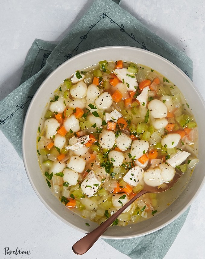 high protein soups: chicken gnocchi soup