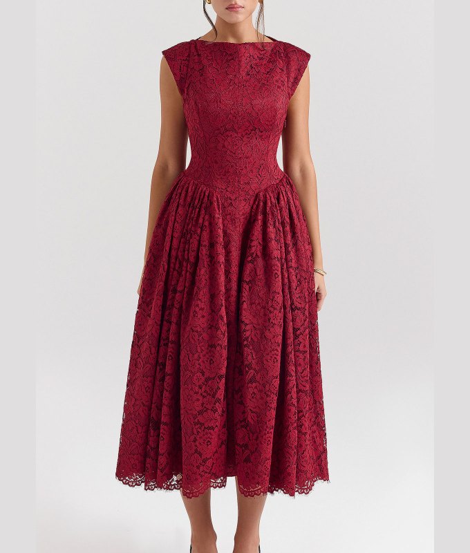 Margot Robbie's Wuthering Heights Style Shift: red lace midi dress