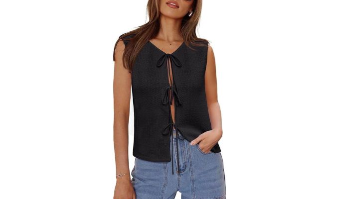 Yousify Tie Front Sweater Vest