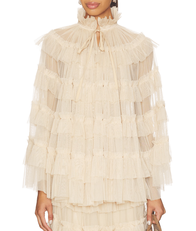 allsaints ruffled cape