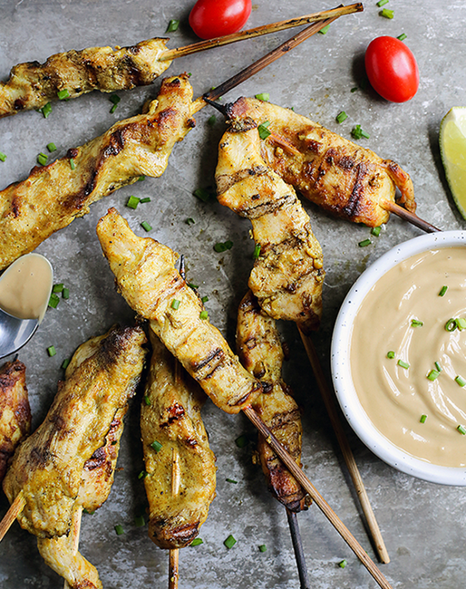 easy dinner party recipes: Chicken Satay With Sunbutter Sauce