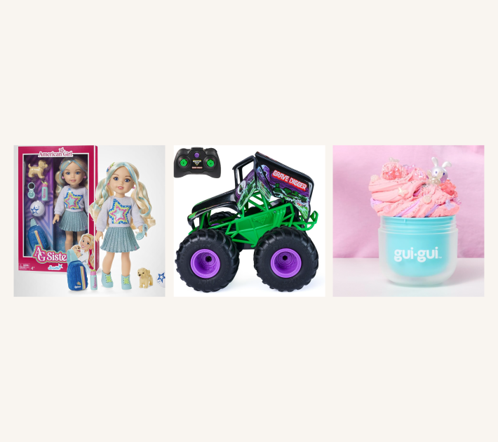 gui gui slime, rc car, american girl sisters doll