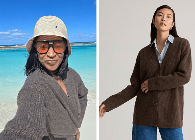 quince cashmere guide: oversized boyfriend cardigan